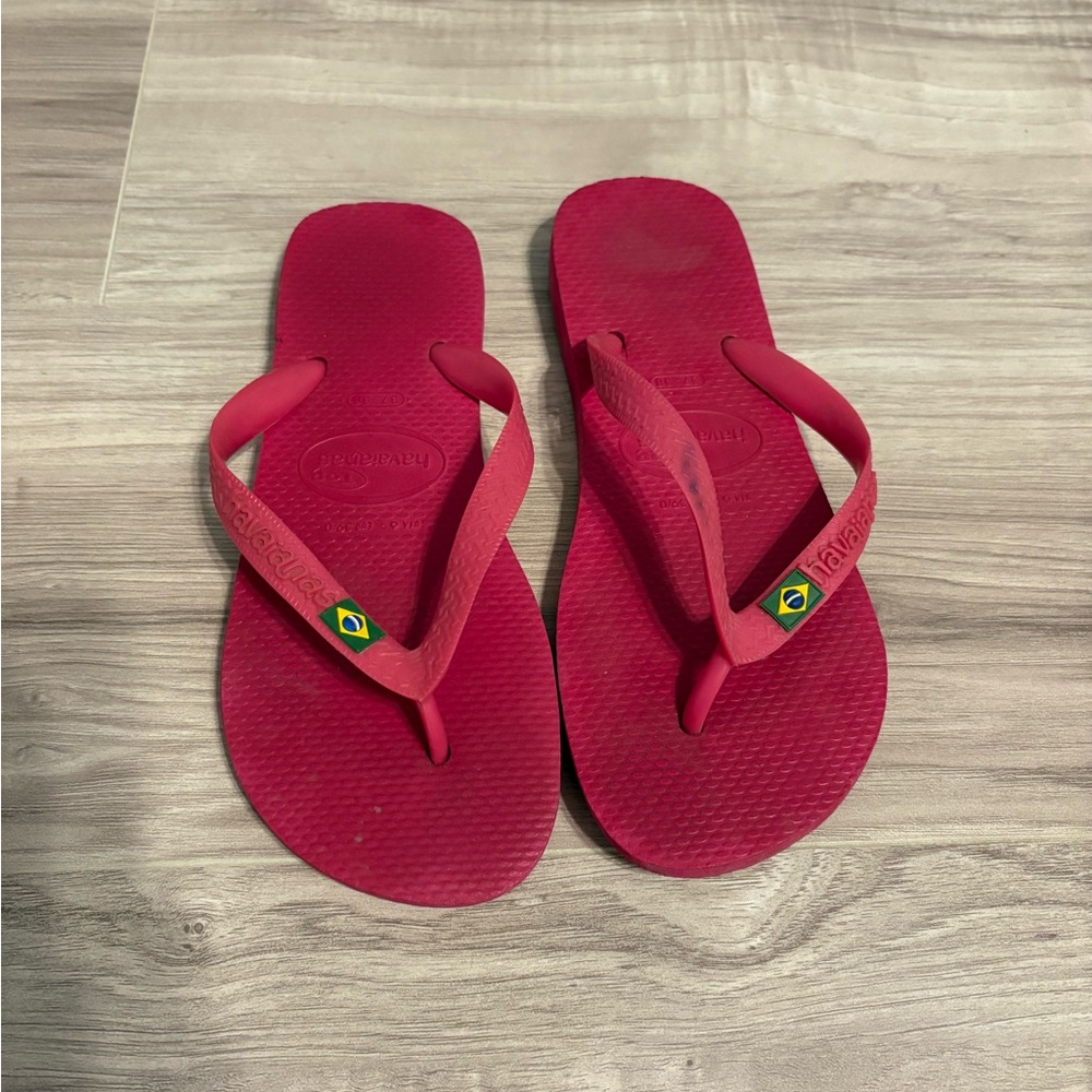 Havaianas Red Flip Flops with Flag Accent